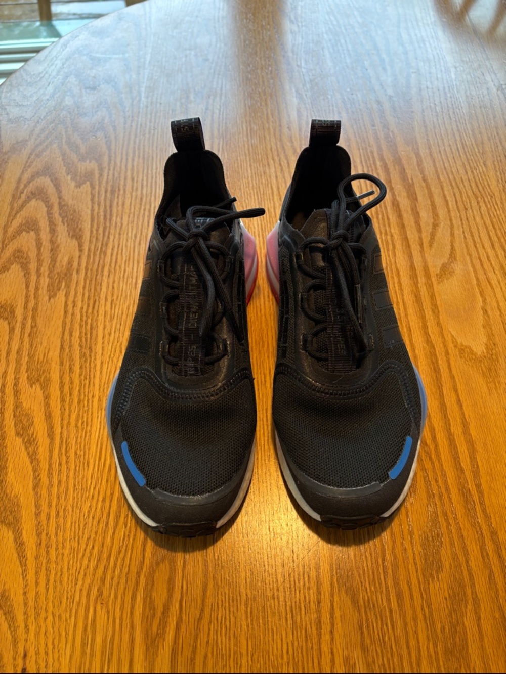 adidas Men’s Black Sneakers with Blue and Red Accents